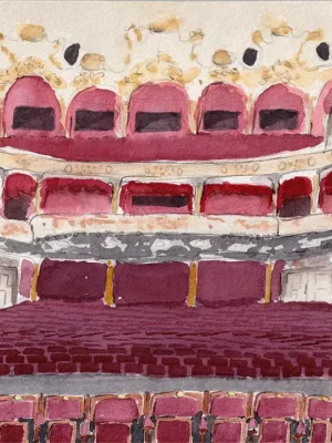 Aquarell: Stadttheater Fuerth, Zuschauerraum